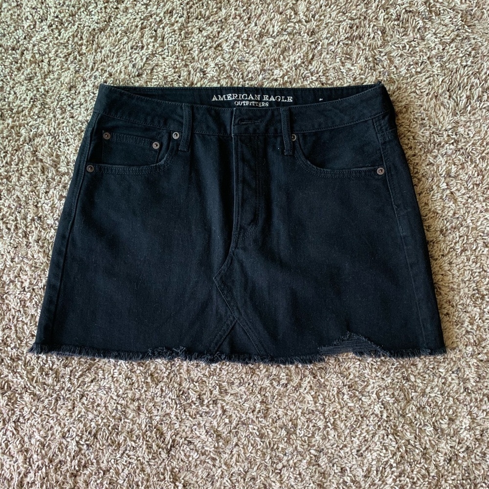 SOLD - American Eagle Black Distressed Jean Skirt